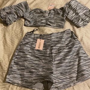 Missguided crop top & high waisted short Set